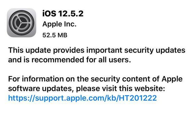 徐州苹果手机维修分享iOS12.5.2发布，建议所有老苹果用户安装 